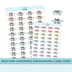 Note To Self Stickers, Planner Stickers, Two size and font options, removable