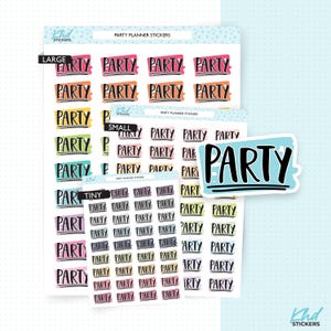 Stickers organisateur de fête, 3 tailles, y compris le petit format, amovibles
