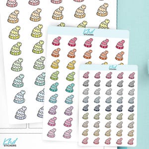 Beanie Icon Planner Stickers, 3 Sizes with Tiny, Small, and Large, Removable