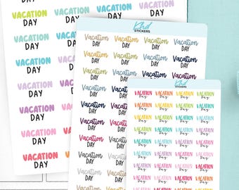Vacation Day Planner Stickers, 3 Sizes with Tiny, Small, and Large, Removable