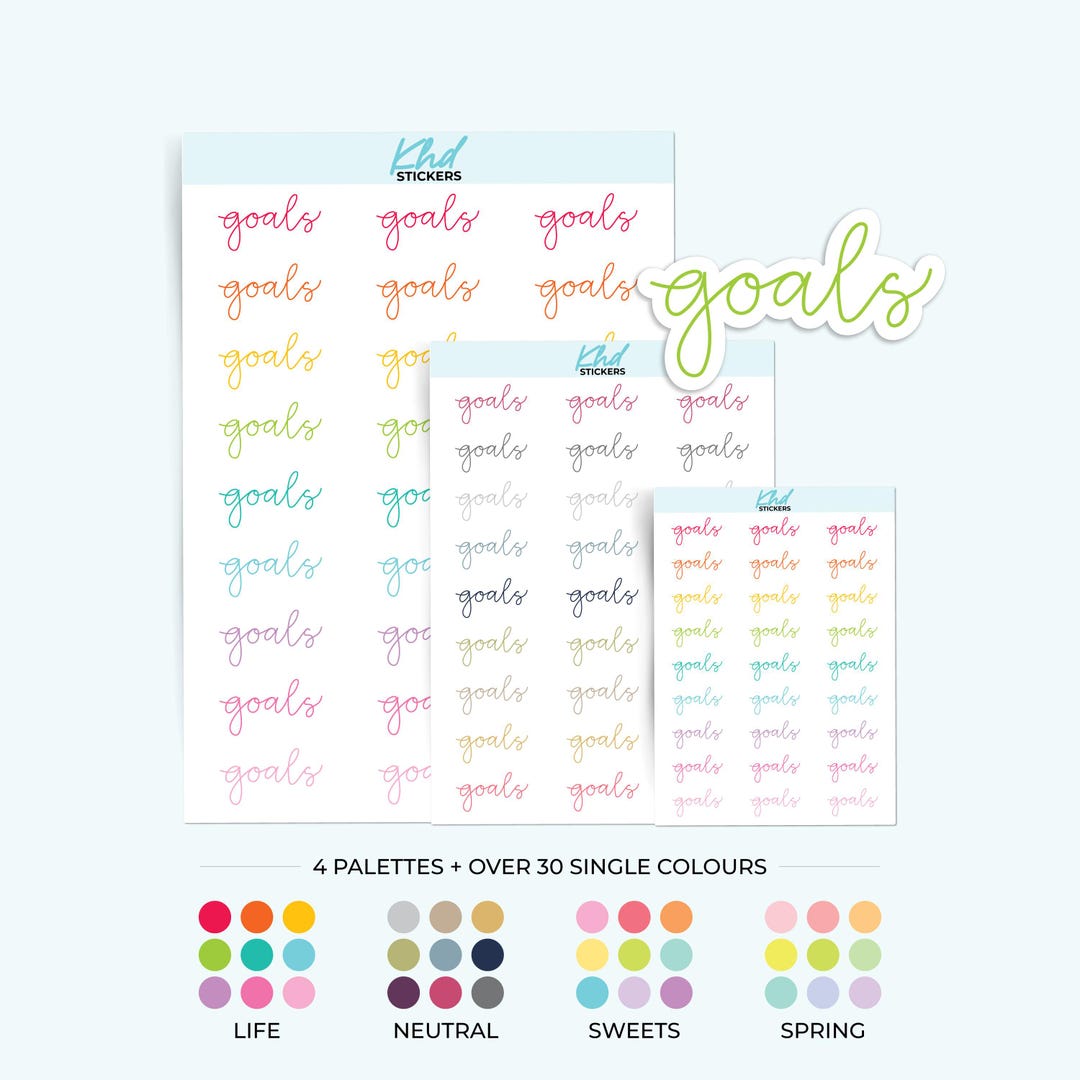 Goals Script Planner Stickers, 3 Sizes, Removable - Etsy