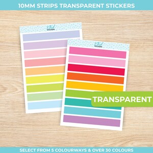 Transparente Planerstreifen – Transparente 80 mm x 10 mm Aufkleber für Planer & Tagebücher – Minimales, funktionales Design