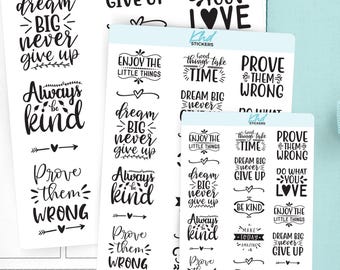 Motivation Planner Stickers in Black and White , Removable , Suits All Planners