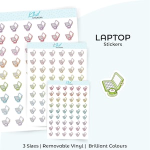 Plannerstickers laptoppictogrammen, 3 maten, verwijderbaar