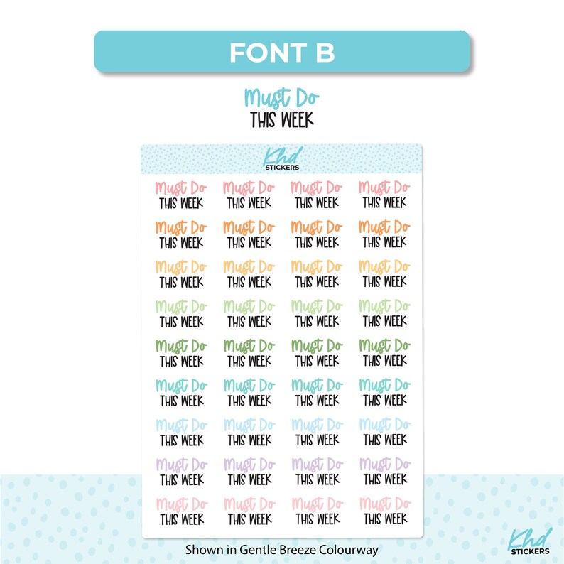 Must Do This Week Planner Stickers, Two sizes and font options, Over 30 colours, Removable image 5