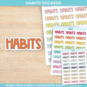 Habits Planner Sticker, Blockschrift, drei Größen, einschließlich winziger Aufkleber, wieder ablösbar