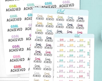 Goal Achieved Planner Stickers, 3 Sizes with Tiny, Small, and Large, Removable