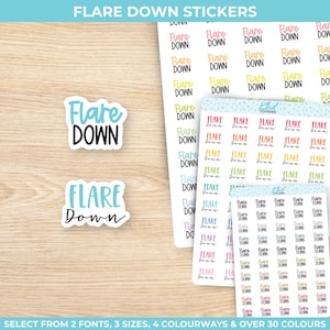 Flare Down Planner Stickers, drei Größen, einschließlich winziger, abnehmbarer