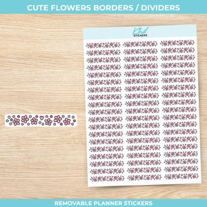 Niedliche Blumen Bordüren Aufkleber - Lustige und helle dekorative Trennstreifen für Planer, Journals & Happy Mail, Planer Aufkleber