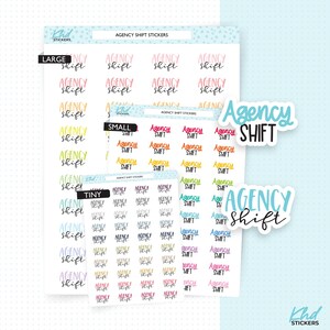 Stickers Agency Shift Planner, Trois tailles, dont une minuscule, amovibles