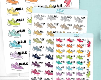 Walk with Sneaker Planner Stickers, 3 Sizes with Tiny, Small, and Large, Removable