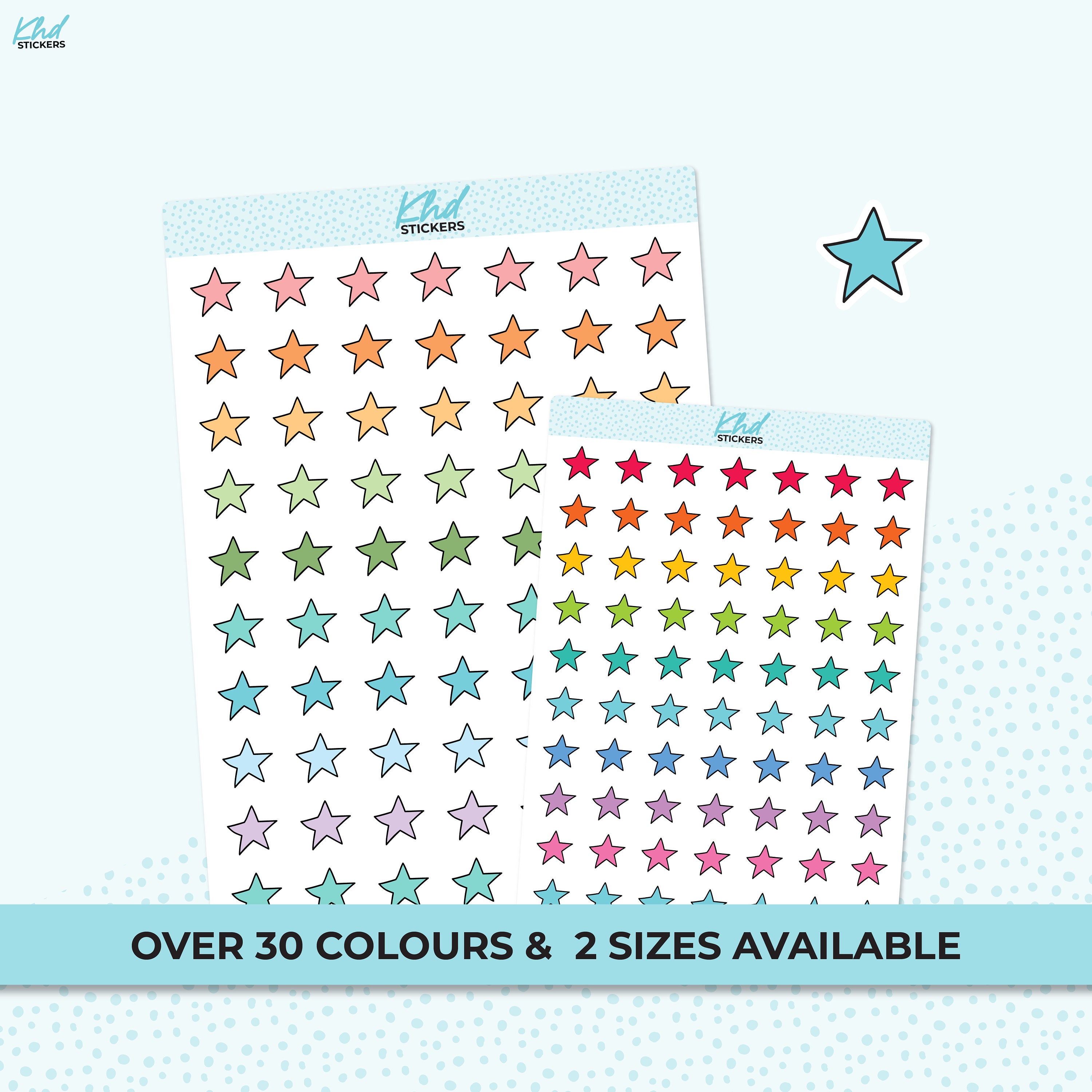 Small or Large Stars, Planner Stickers, Two Sizes, Removable 