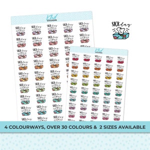 Sick Day Stickers, Planner Stickers, Removable