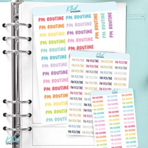 Plannerstickers voor PM-routine, keuze uit 3 lettertypen en 3 maten, stickers voor scriptplanner, verwijderbaar
