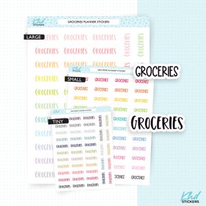 Lebensmittel Planer Sticker, Auswahl aus 2 Schriften & 3 Größen, Bullet Journal Sticker, wieder ablösbar