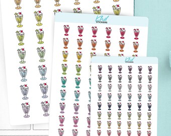 Milkshake-pictogrammen plannerstickers, 3 maten: klein, klein en groot, verwijderbaar