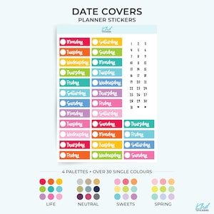 Date Covers with Numbers, Planner Stickers, Removable