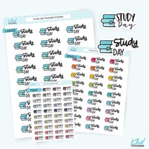 Study Day Planner Stickers, Three Sizes including tiny, Removable