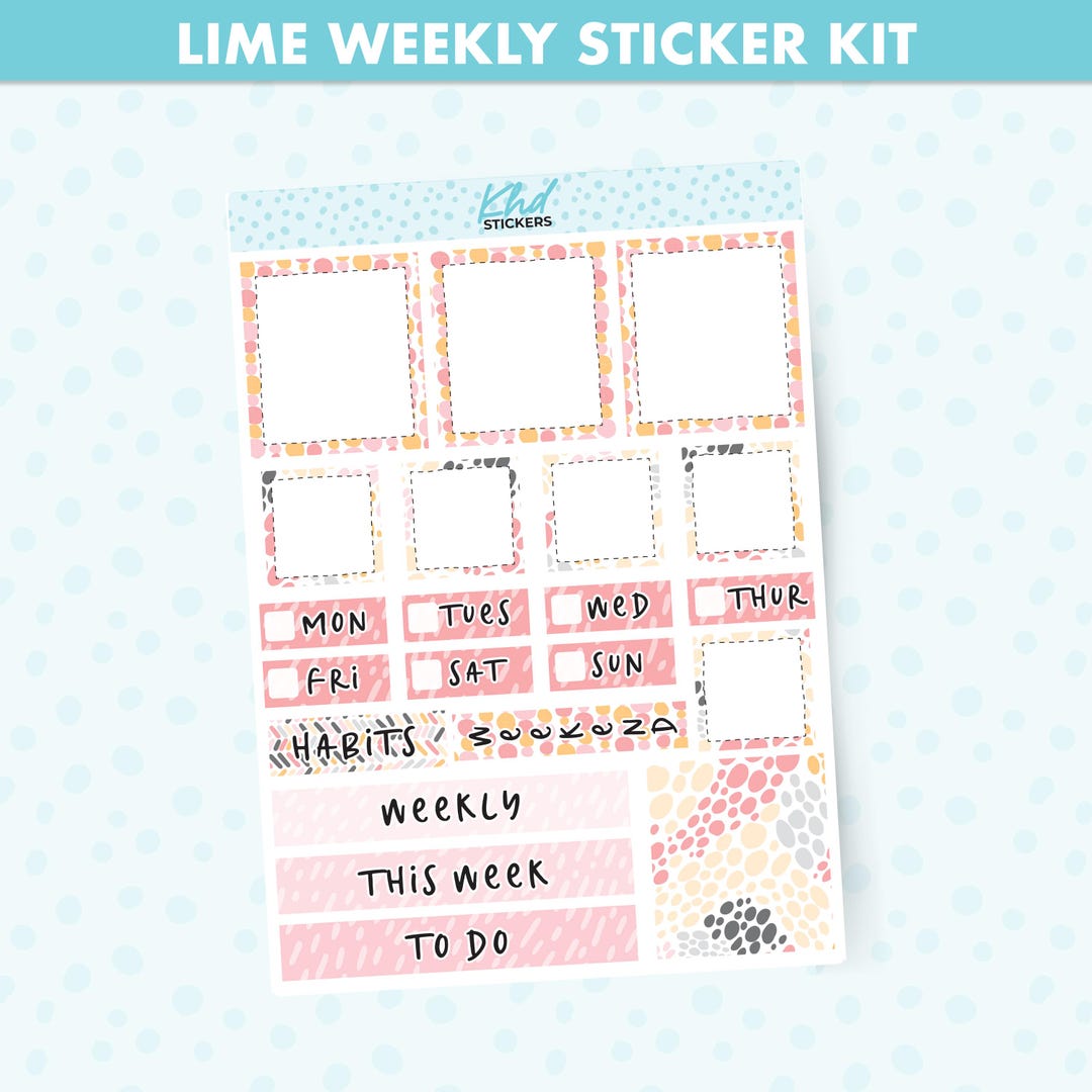 Pretty Spots Lime Weekly Planner Sticker Kit, Set 47027 - Etsy