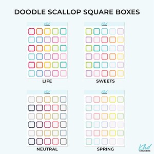 Doodle Scallop Square Boxes Functional Planner Stickers - Etsy