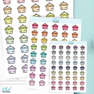Cooking Pot Icons Planner Stickers, 3 Sizes with Tiny, Small, and Large, Removable