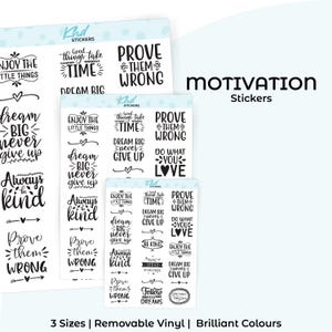 Motivation Planner Aufkleber in Schwarz und Weiß, wieder ablösbar, passt für alle Planer