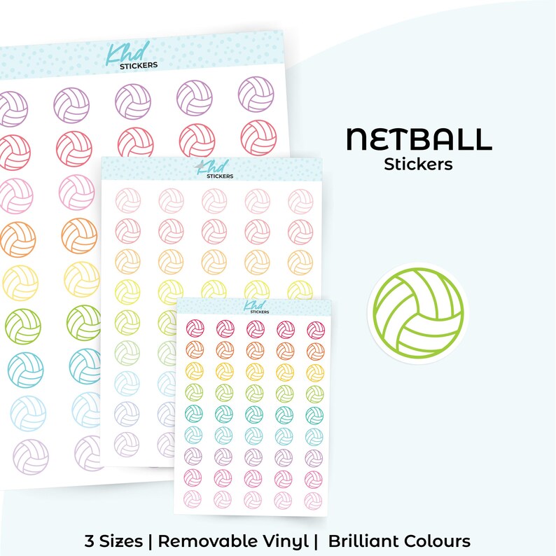 Netball Round Sticker Netball Icon Planner Stickers, 3 Sizes, Removable - Etsy