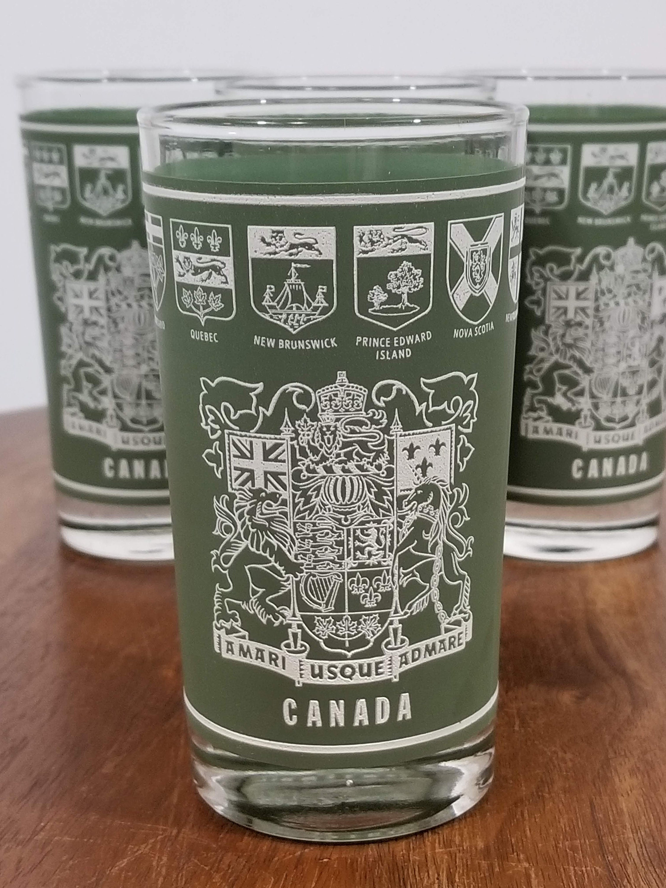 Centennial Canada Glasses Set of 4 in Green by Dominion Glass, 1867