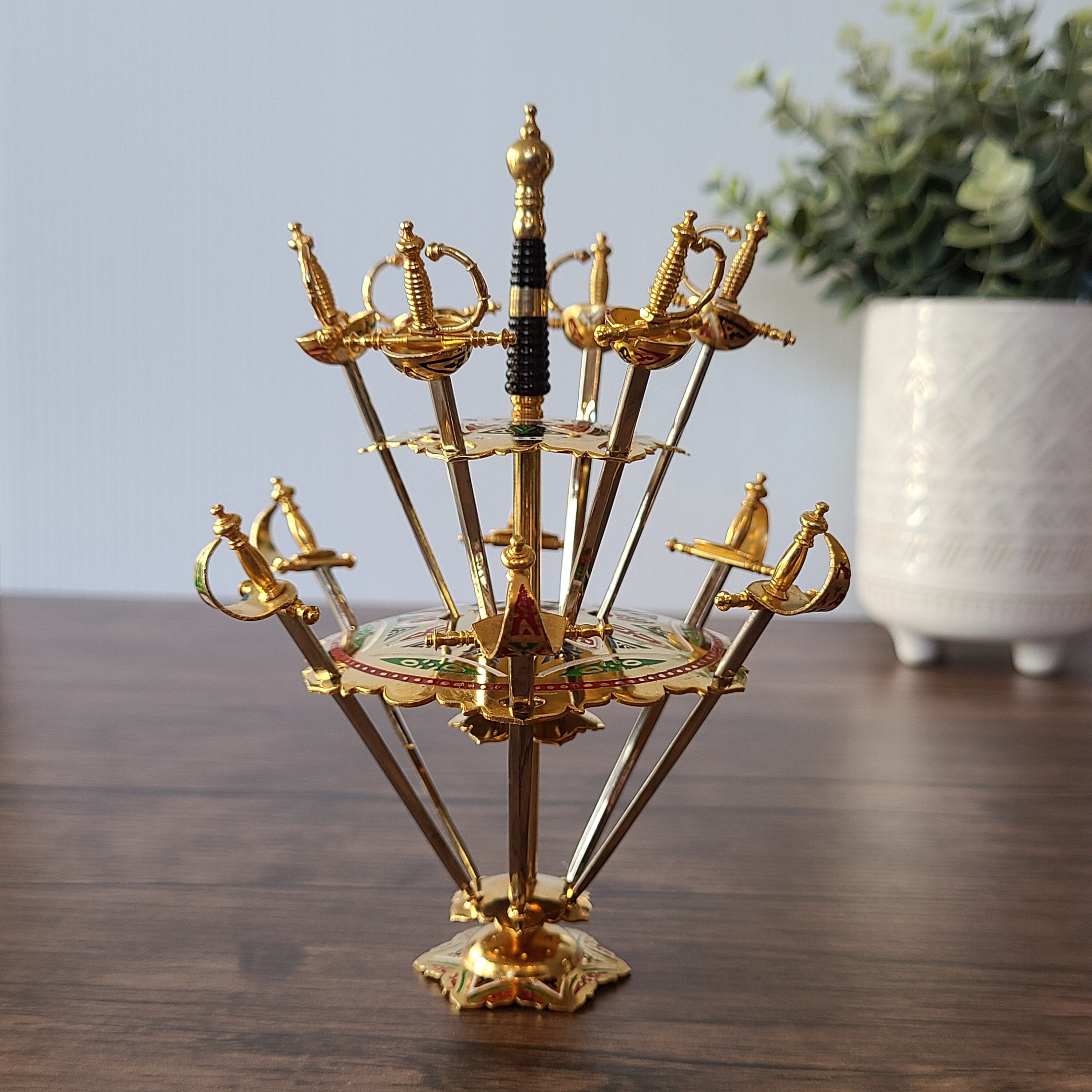 Mid Century Tiered SWORD Cocktail or Appetizer Picks with 12 Picks