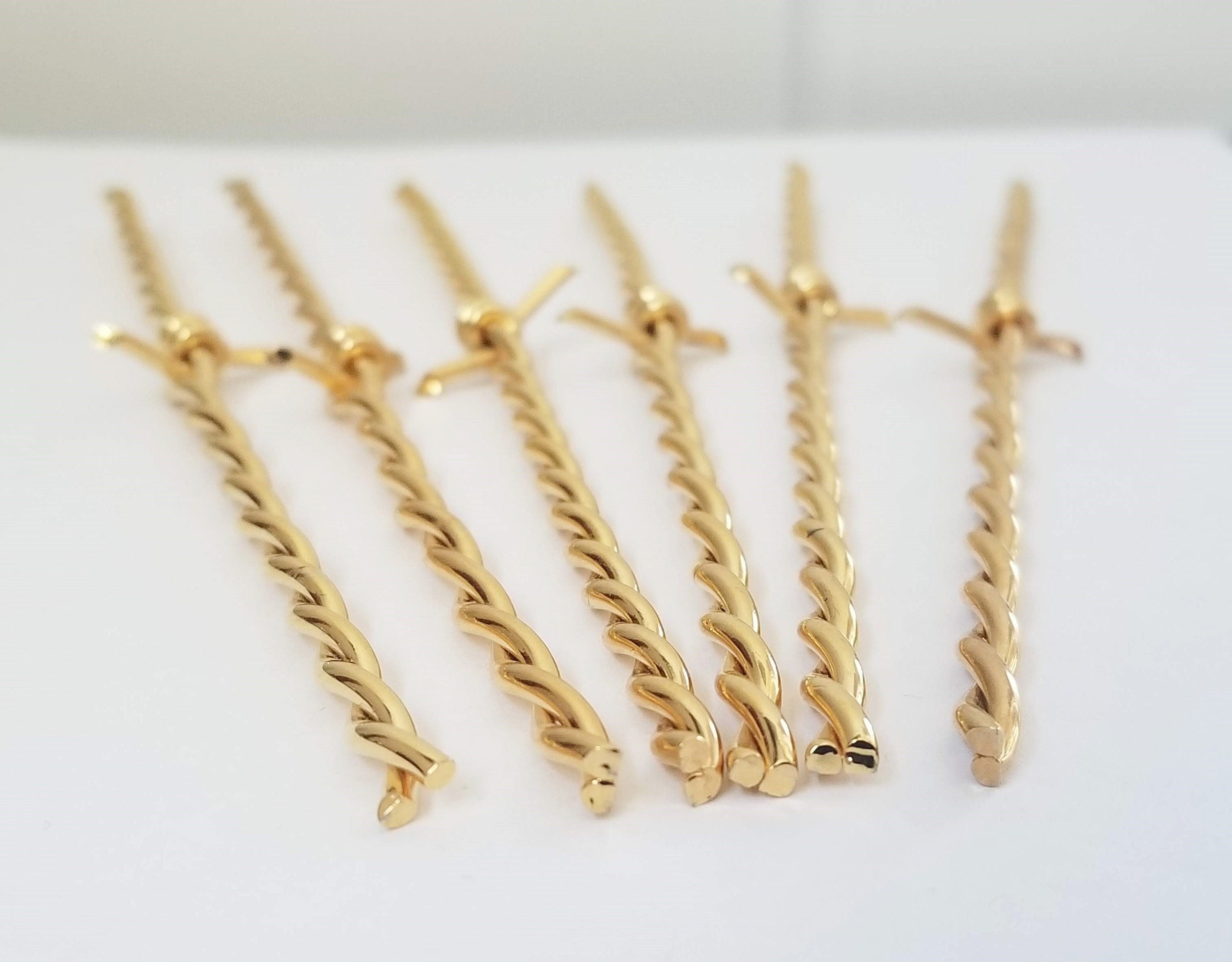 Barbed Wire Swizzle Sticks, Gold Plated 24K, Texas Purties, Set of 6, Cocktails, Stir Sticks