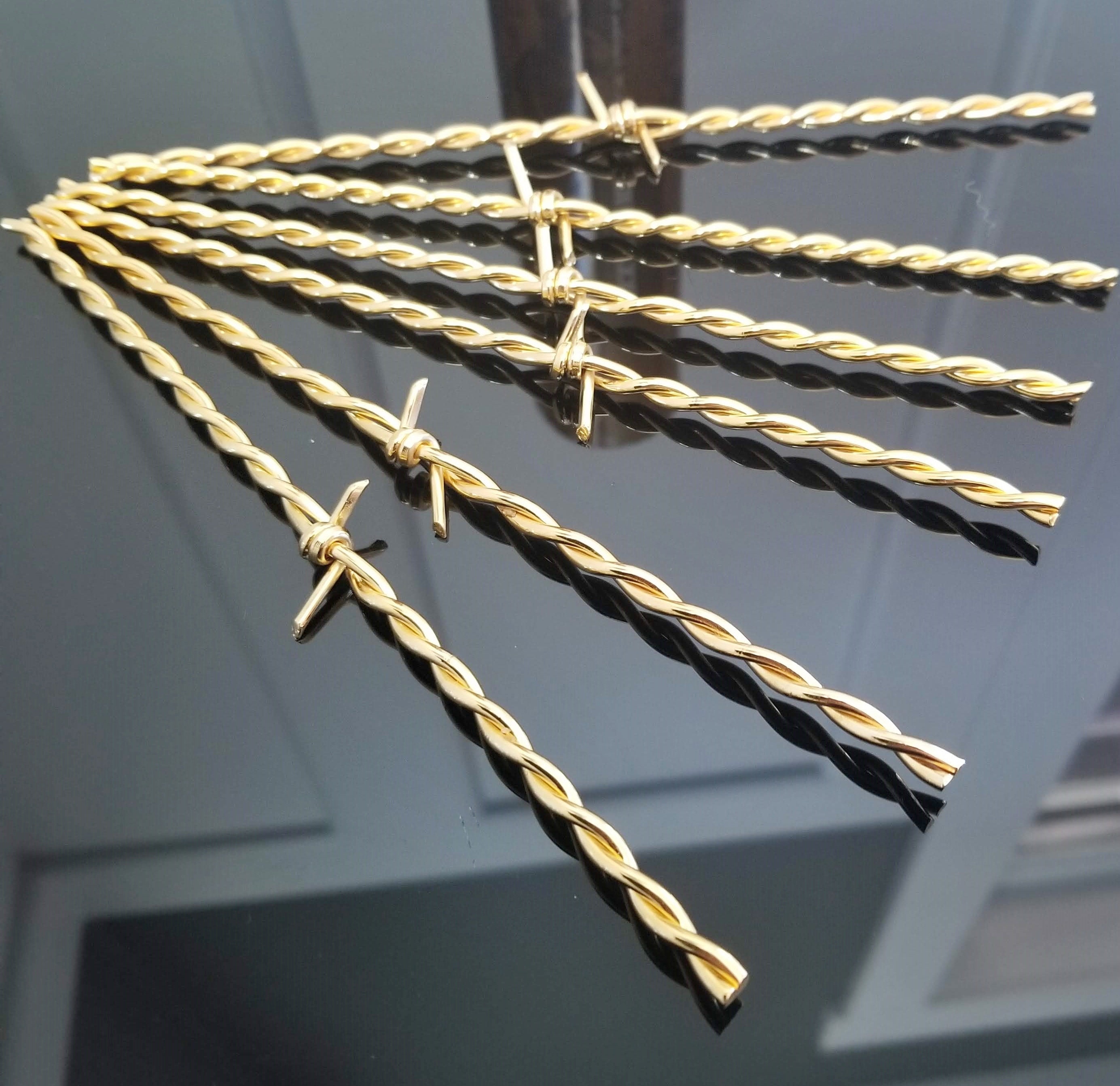 Barbed Wire Swizzle Sticks, Gold Plated 24K, Texas Purties, Set of 6, Cocktails, Stir Sticks