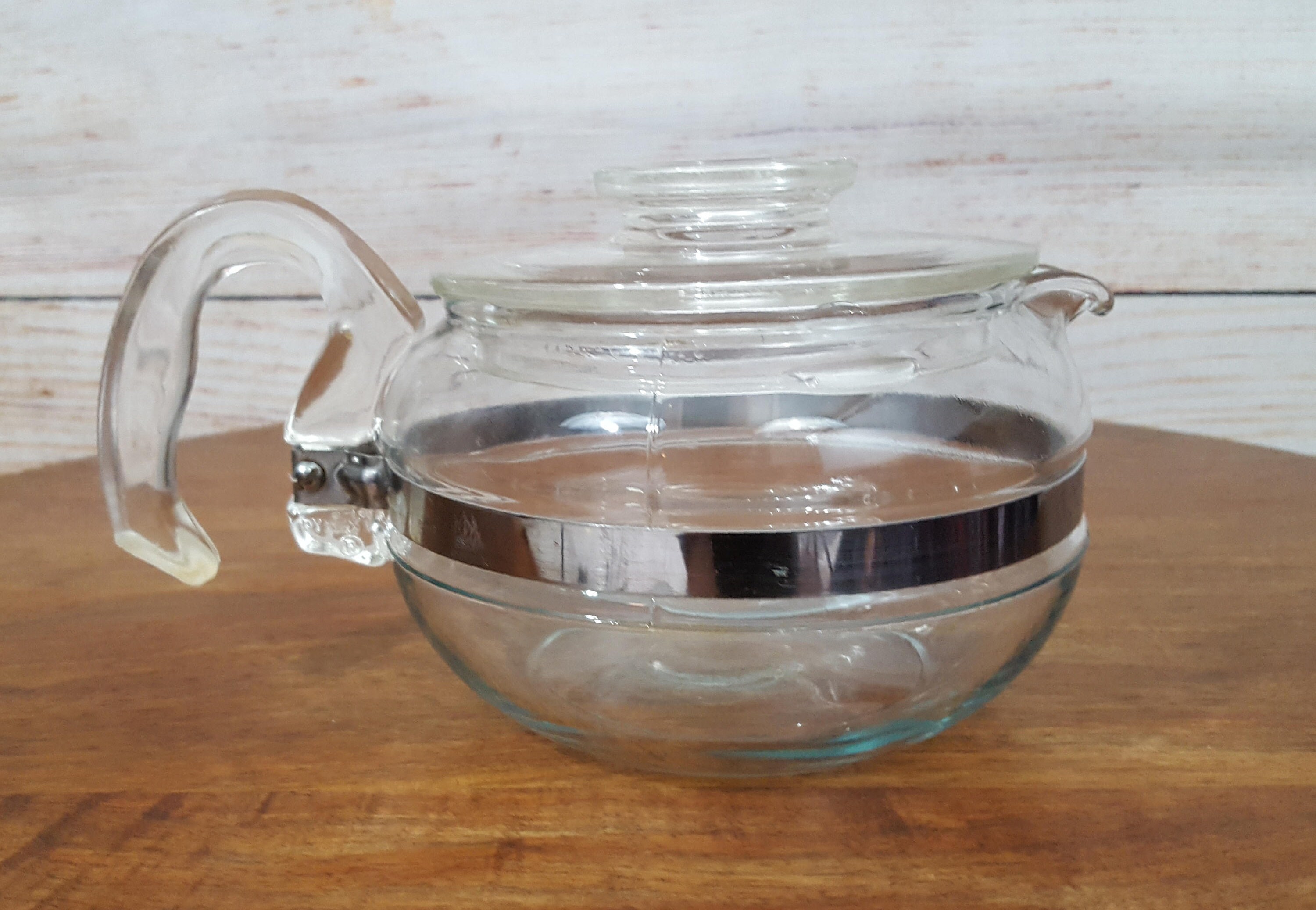 Pyrex Teapot, Flameware, Clear Glass, Stove Top/Flame Proof, Stainless