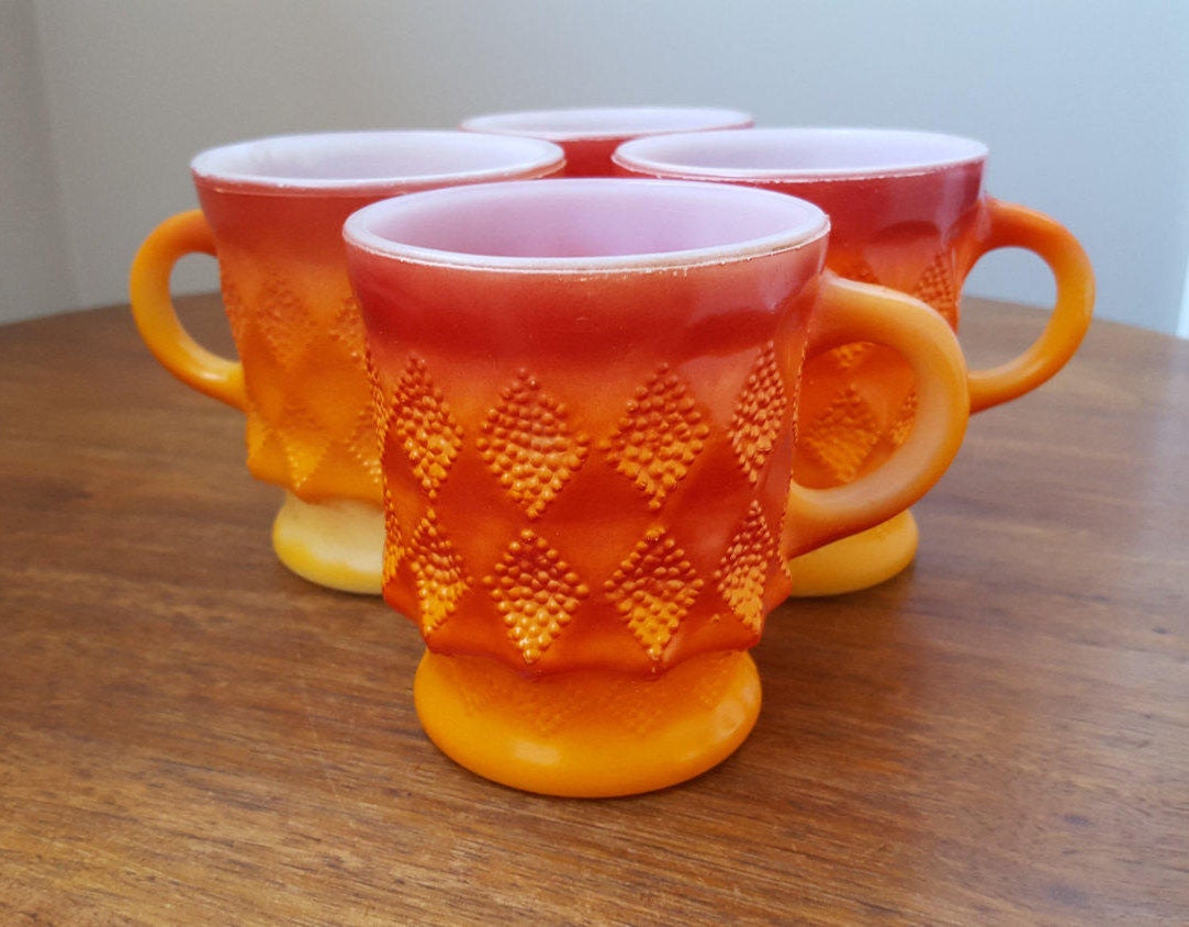 RESERVED Orange Fire King Diamond Kimberly Mugs Anchor ...