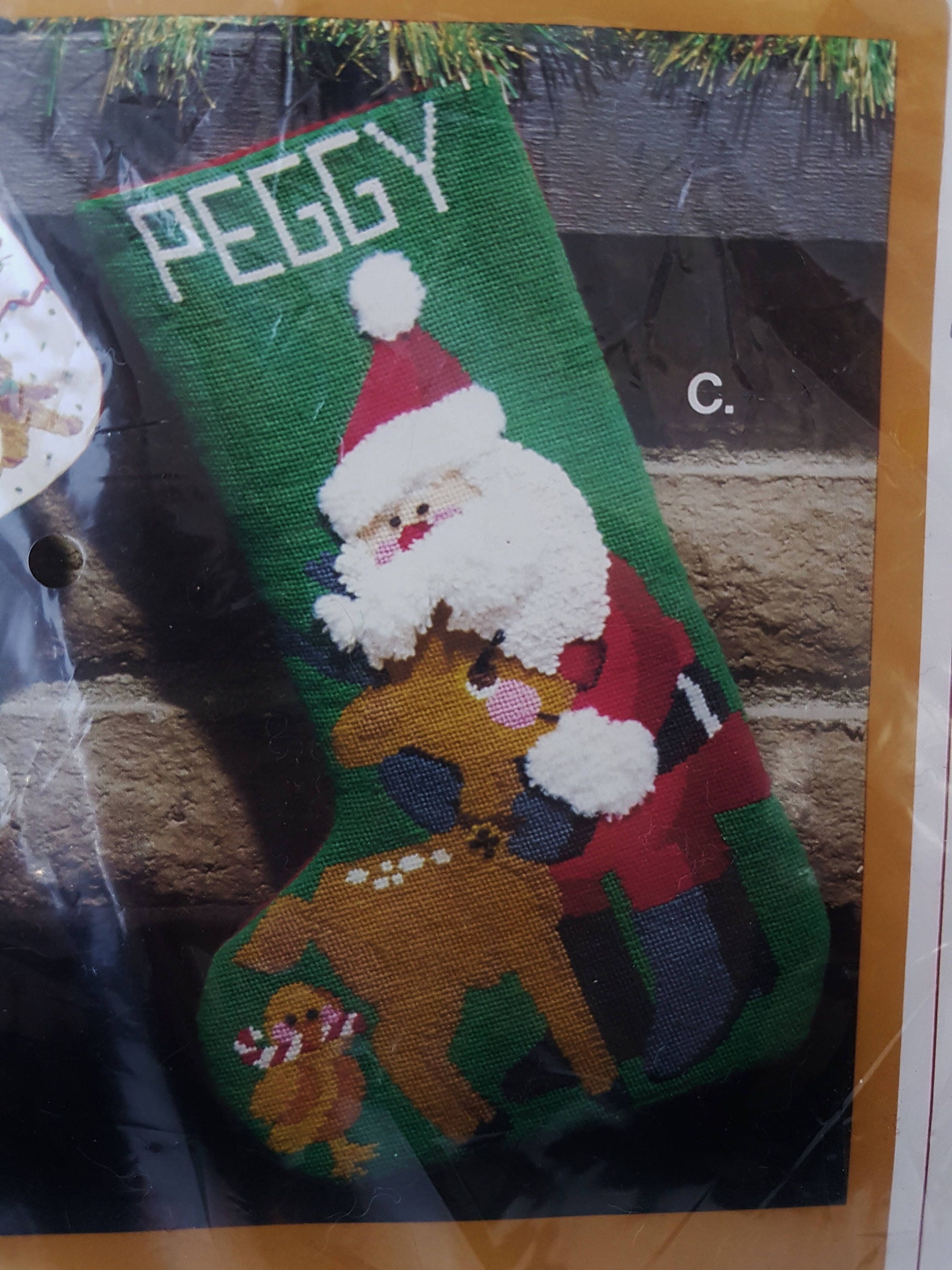 1979, Unopened Needlepoint Christmas Stocking DIY Kit, Santa & Rudolph