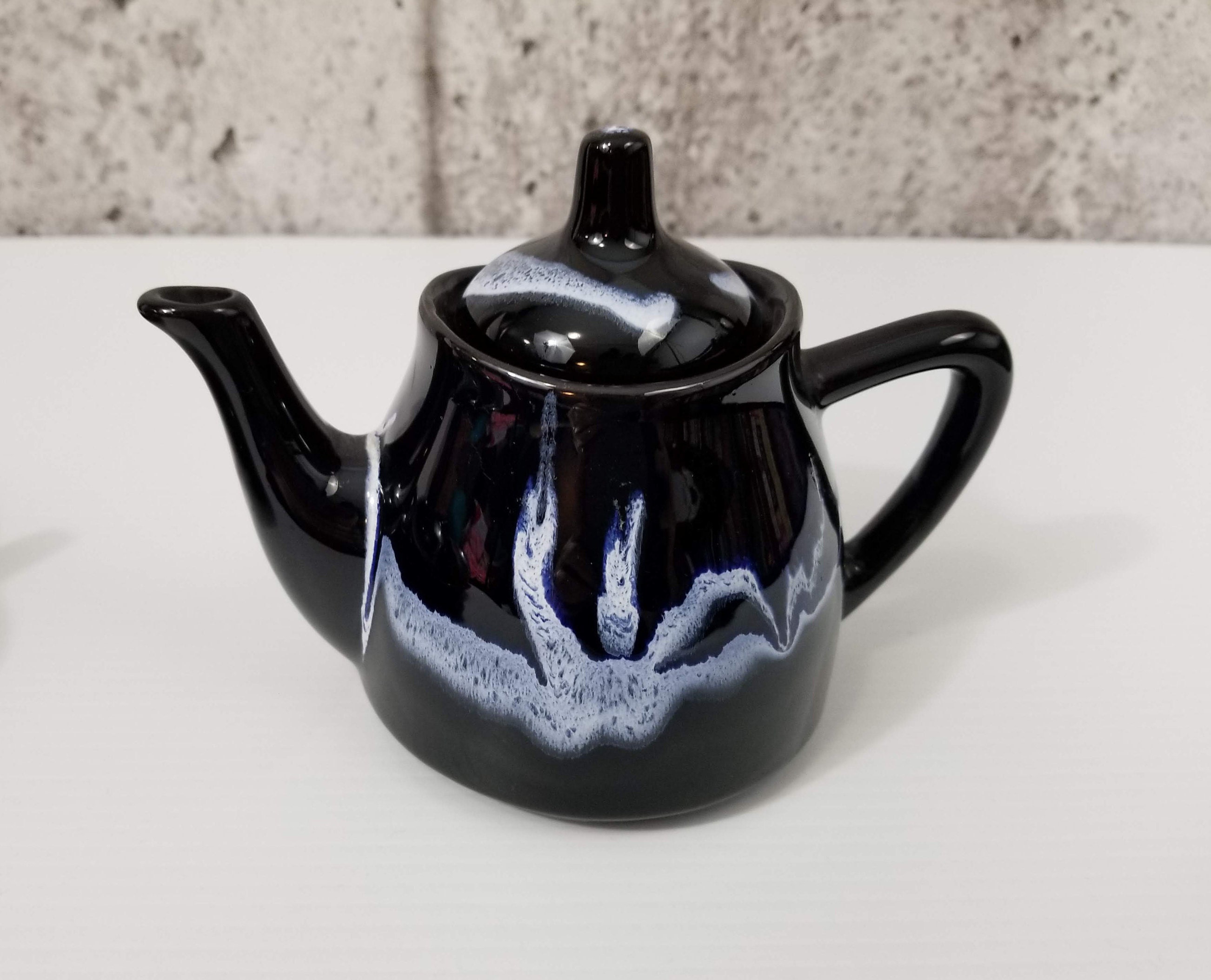 Blue Mountain Pottery Tea Set in Granite Glaze, Includes Serving