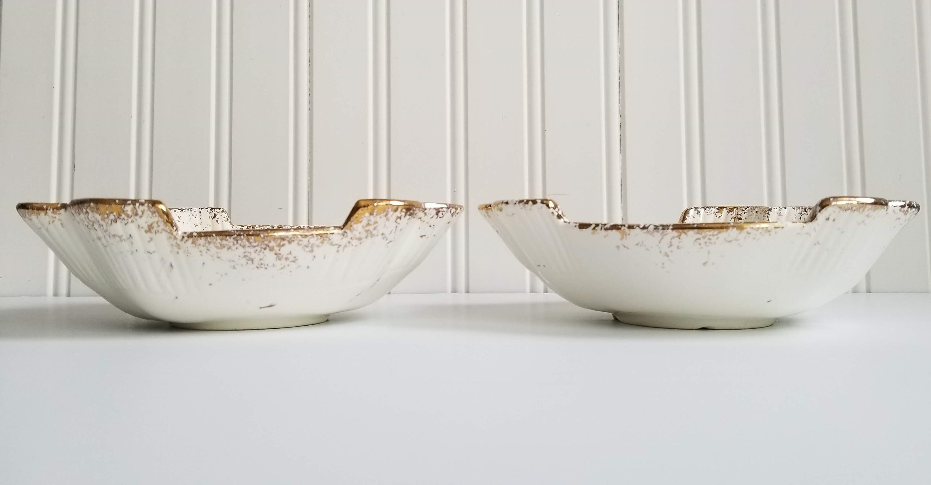 California Pottery Candle Holders, Boat / Dish Style, Shell / Fan