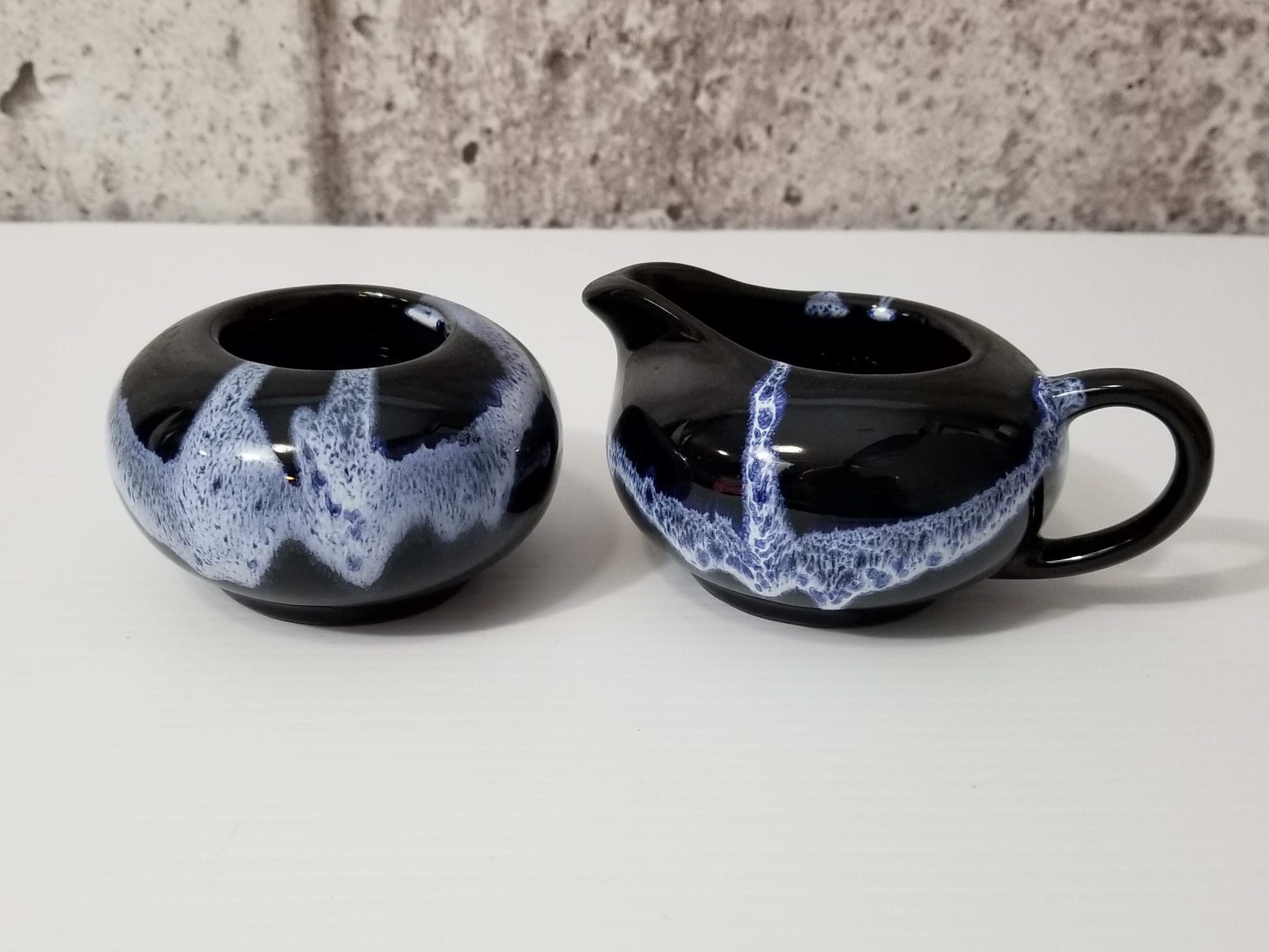 Blue Mountain Pottery Tea Set in Granite Glaze, Includes Serving