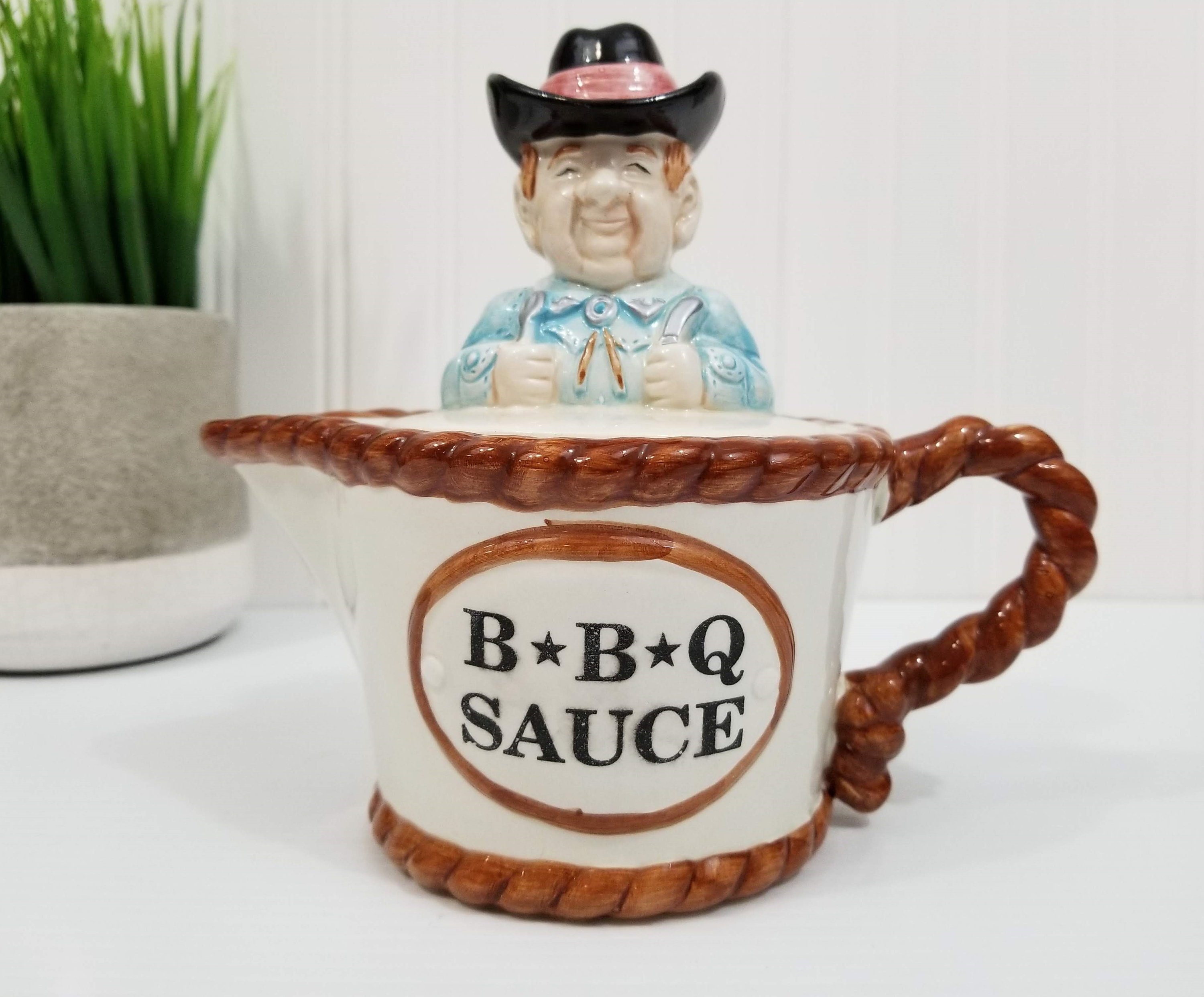1992 BBQ Sauce Lidded Pitcher or Jug by OCI Omnibus for Fitz & Flyod