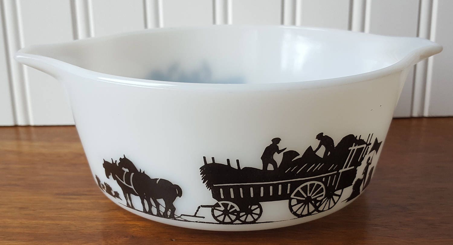RESERVED 1967 JAJ Pyrex Harvest Silhouette 632, Haymaker, Made in ...