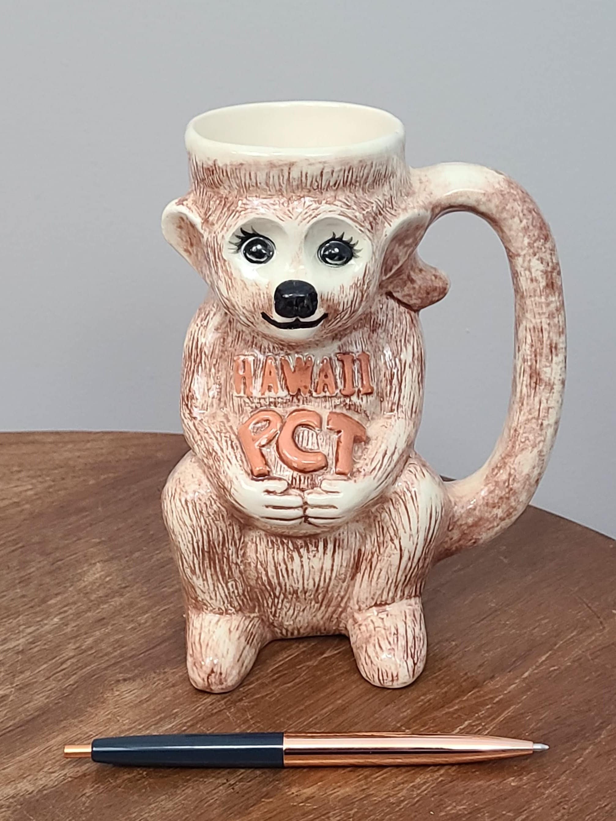 Pearl City Tavern Hawaii Monkey Mug, Tiki Bar, Figural Girl Monkey Tail