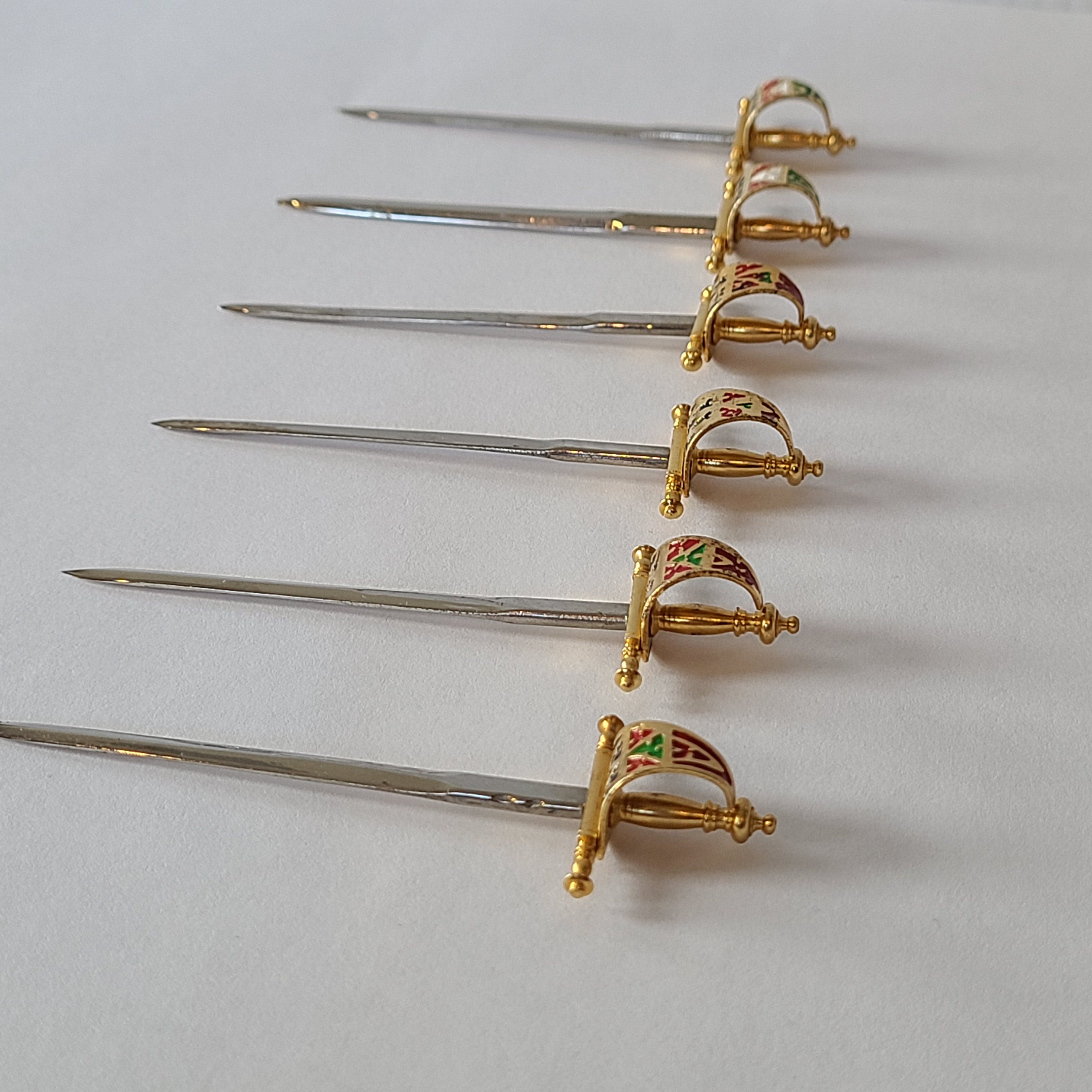 Mid Century Tiered SWORD Cocktail or Appetizer Picks with 12 Picks