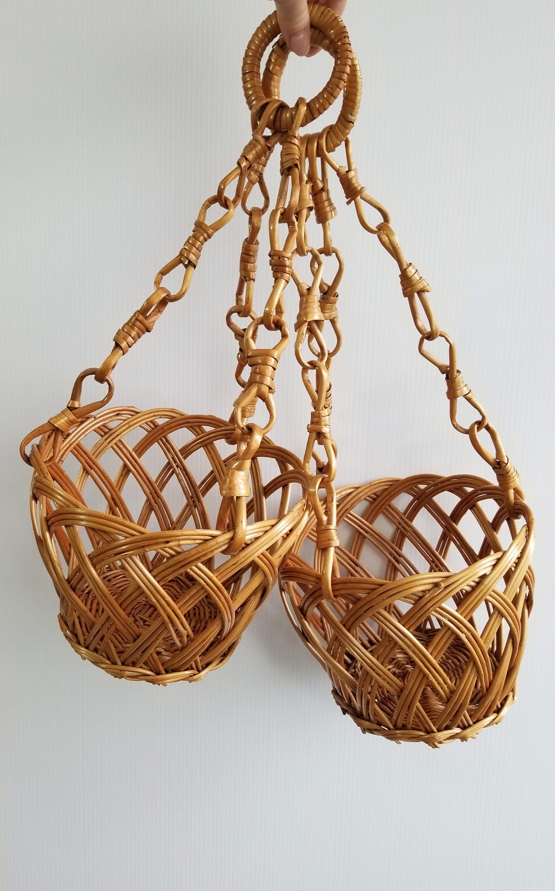 Wicker, Rattan Hanging Basket Plant Holders, BoHo / Jungalow Home