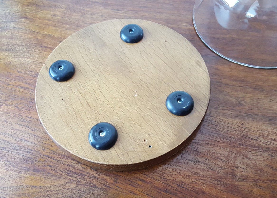 Vintage Round Wood and Ceramic Tile Cheese & Cracker Tray/platter with