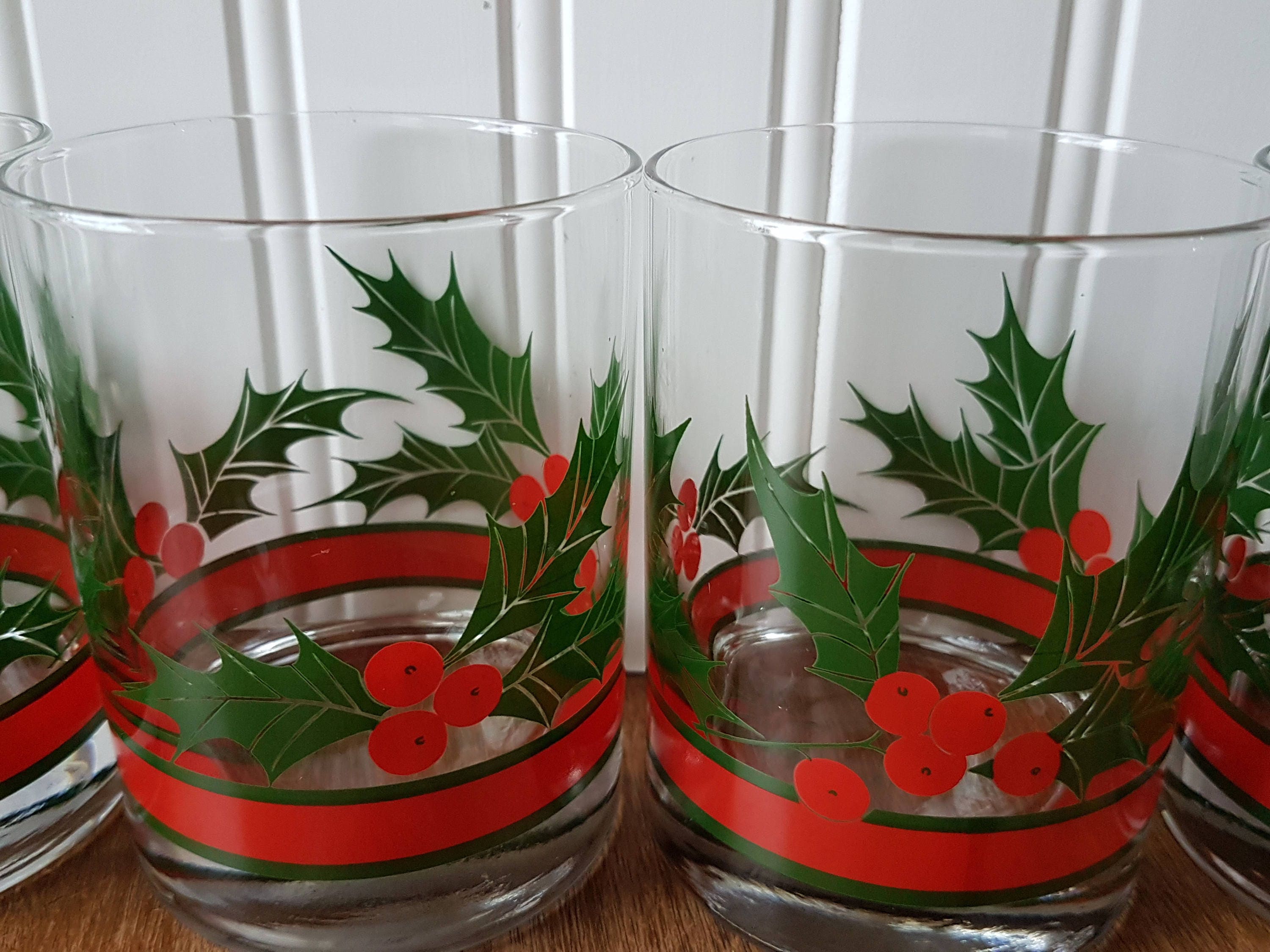 Libbey Holly Berry Rock Glass, Old Fashioned, New in Box, Set of 4