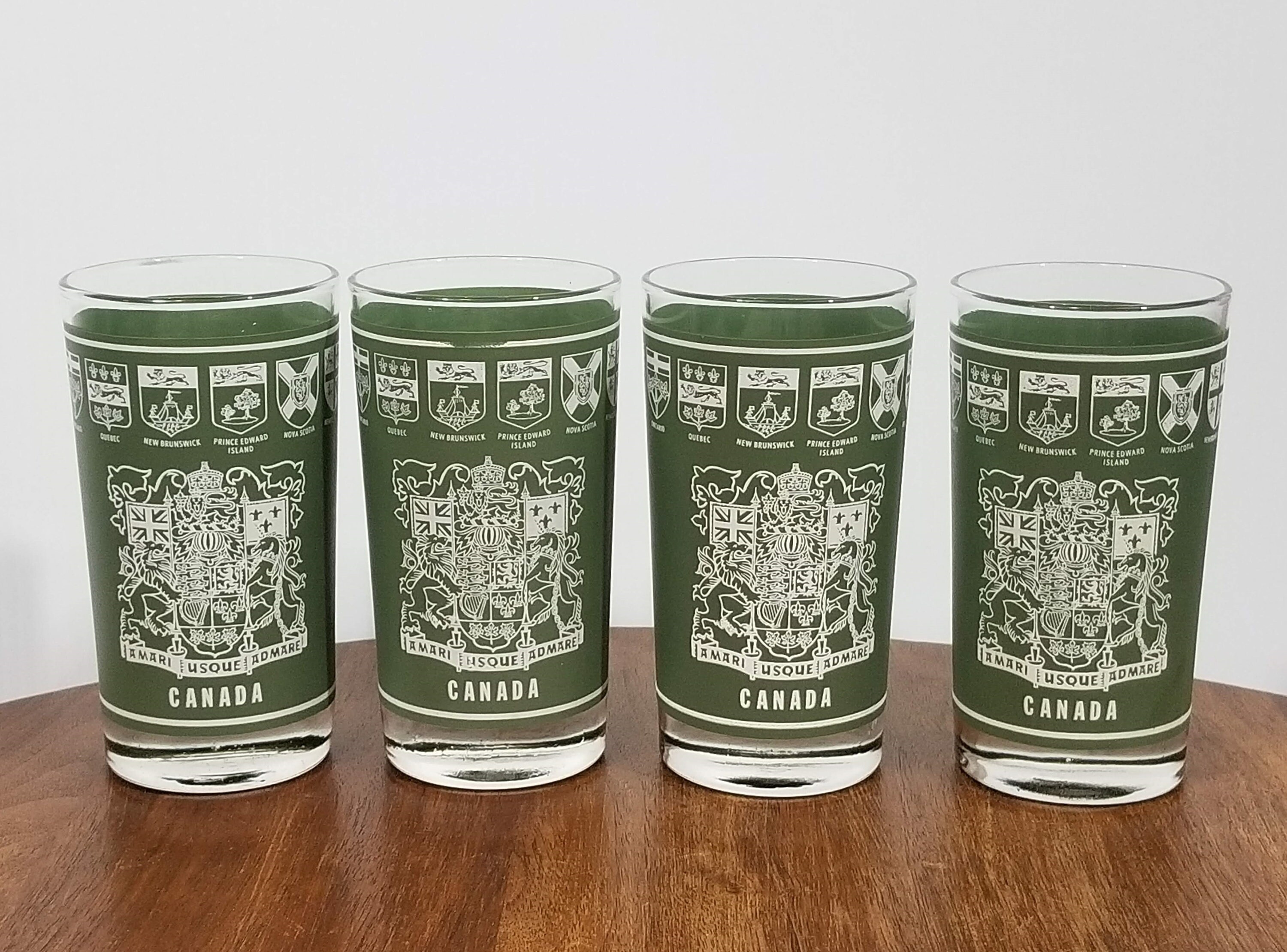 Centennial Canada Glasses Set of 4 in Green by Dominion Glass, 1867
