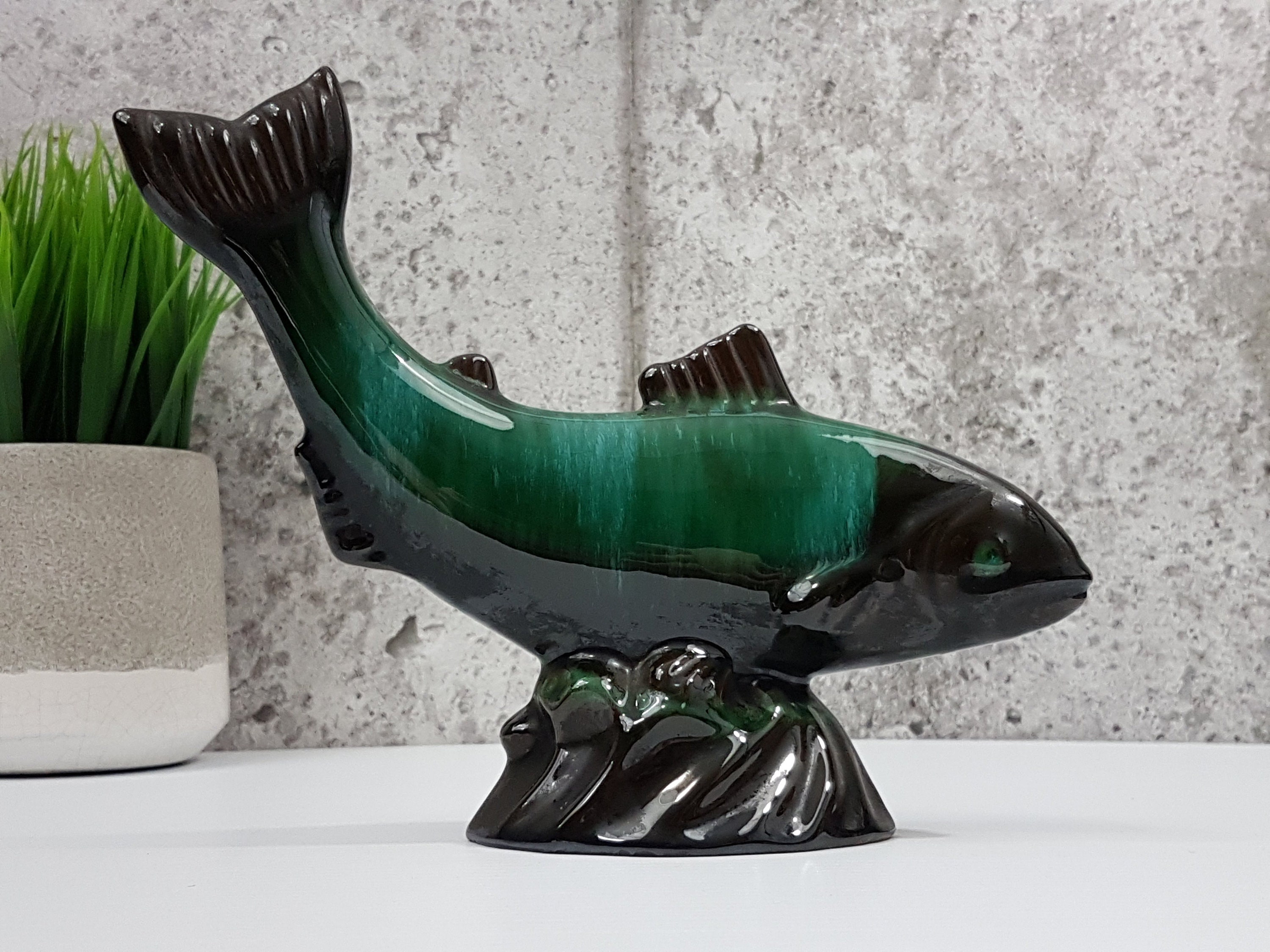 Blue Mountain Pottery BMP Salmon, Trout, Fish, On a Water