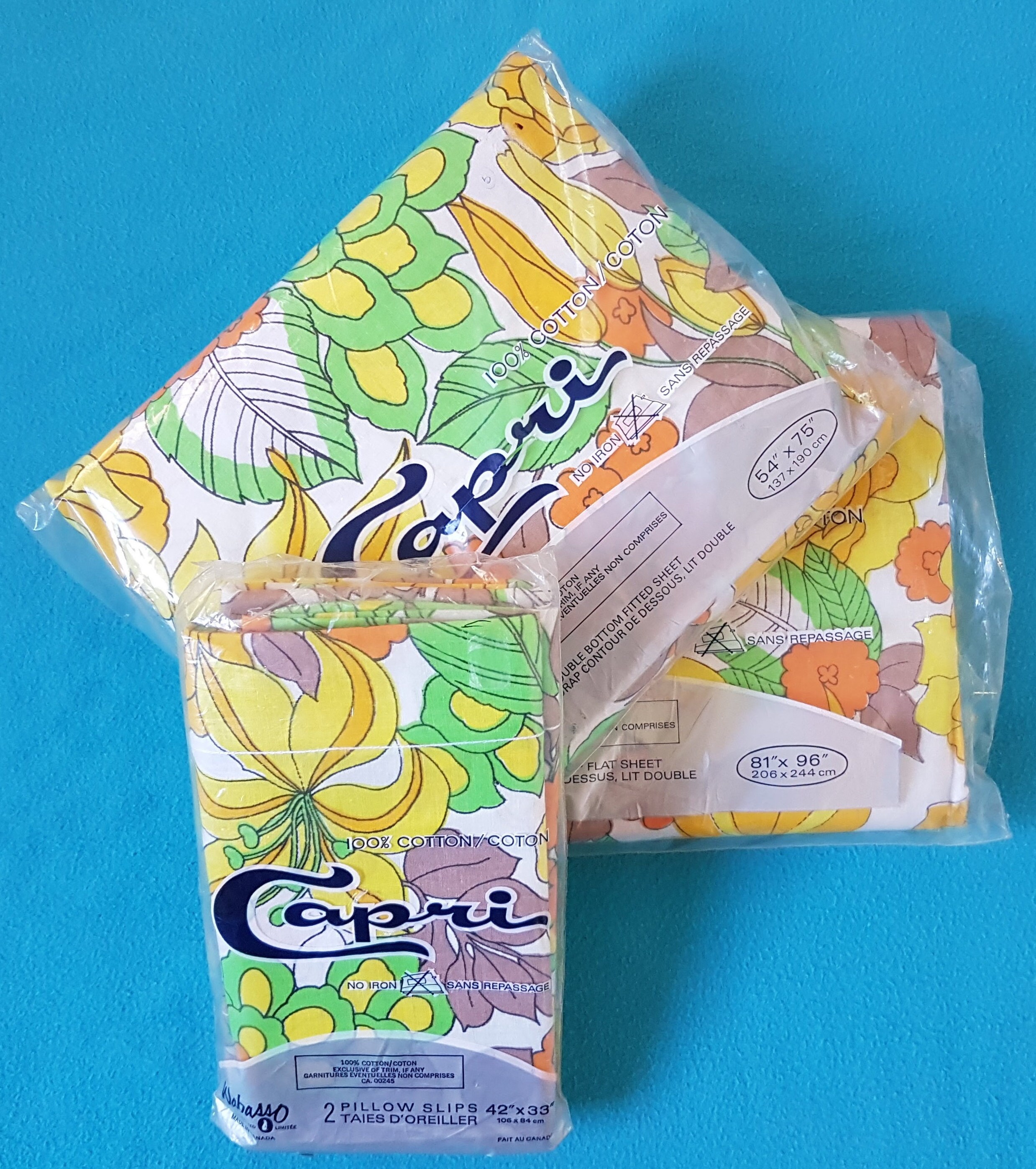 Bright Vintage Double Sheet Set, Complete Set, New in Package, by