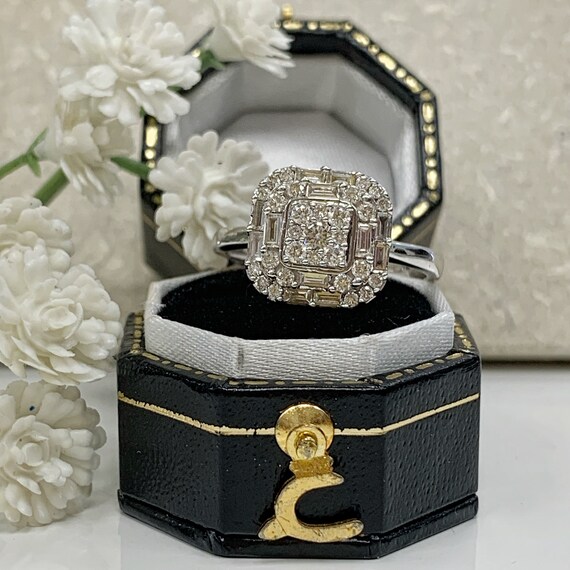 9ct white gold diamond cluster best sale ring