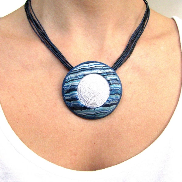 Colar de declaração Boho jóias Hippie colar azul branco colar Boho jóias artesanais Hippie jóias verão tendência jóias
