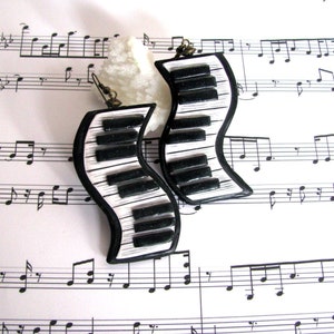 Music jewelry gift / Music lover gift / Piano jewelry gift / Piano keyboard earrings gift / Unusual earrings gift / Big drop earrings gift